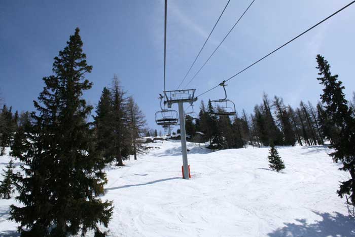 Mit dem Lift vom Vallorcine-Tal auf die Piste