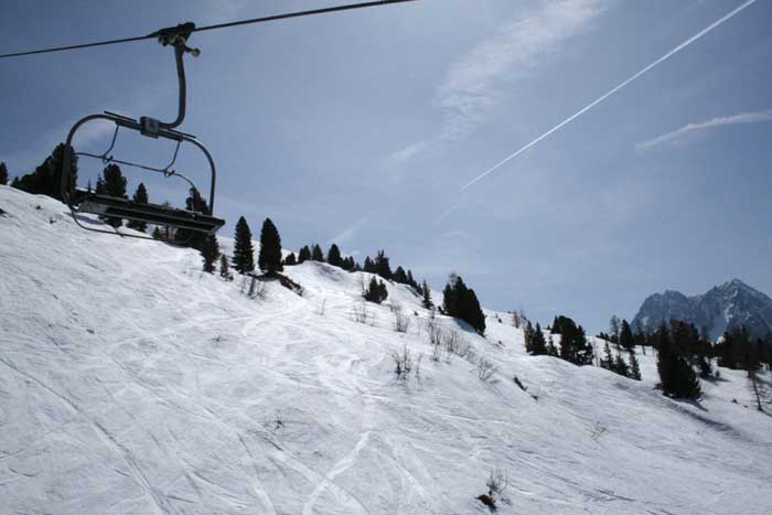 Mit dem Lift vom Vallorcine-Tal auf die Piste